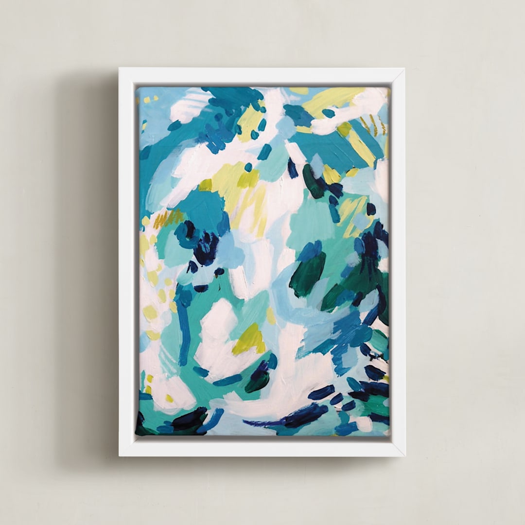 "Dash" - Art Print in Turquoise by Katie Craig - Framed Canvas