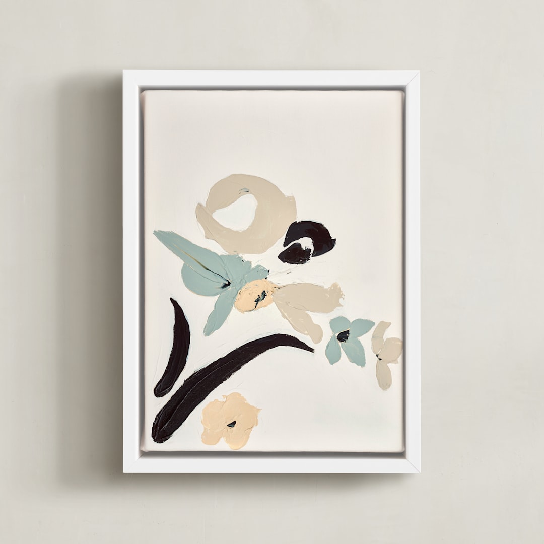 "Windswept Diptych 1" - Art Print in Light Blue by Caryn Owen - Framed Canvas