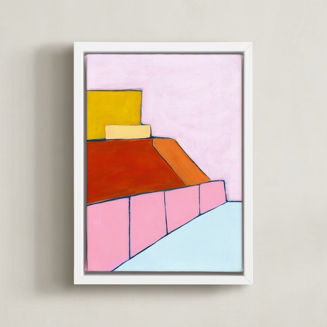 "ocean view" - Art Print in Guava by Karyn Denten - Framed Canvas