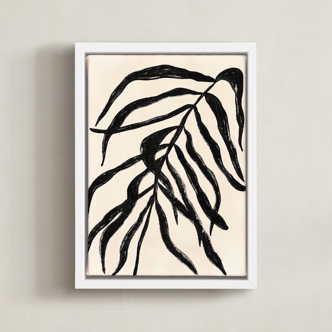 "Solitaire Plant" - Art Print in Deep Black by flvx studio - Framed Canvas