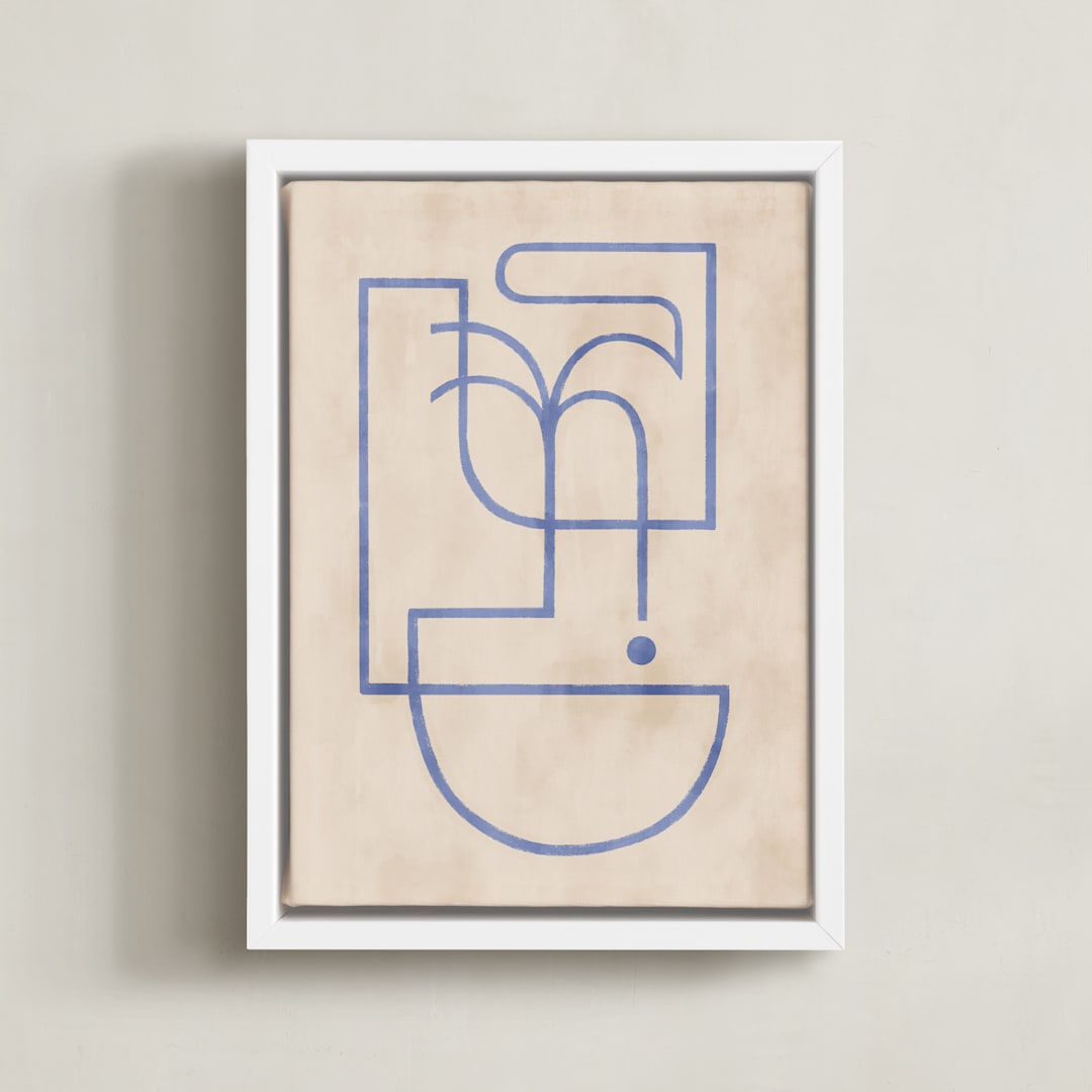 "Through My Window I" - Art Print in soft blue by Pati Cascino - Framed Canvas