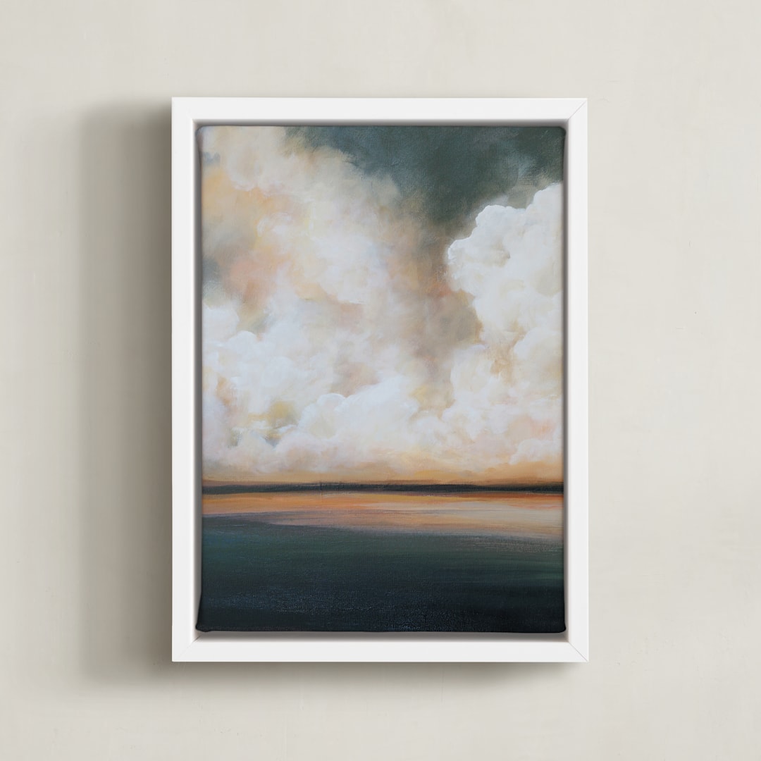 "Reunion 1" - Art Print in Peach by Mya Bessette - Framed Canvas
