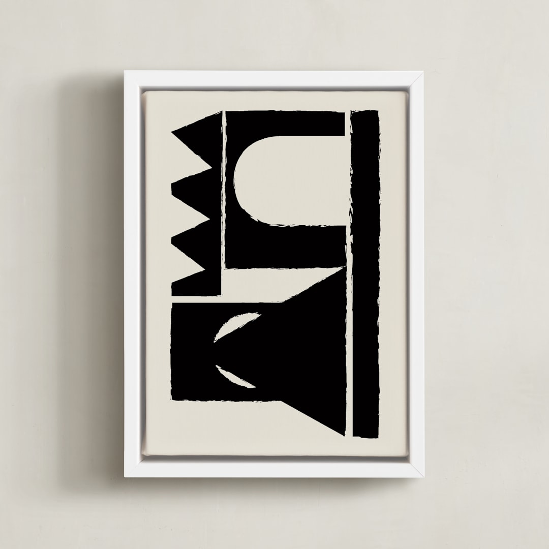 "Paper collage" - Art Print in Blackish by Stefania Copertini - Framed Canvas
