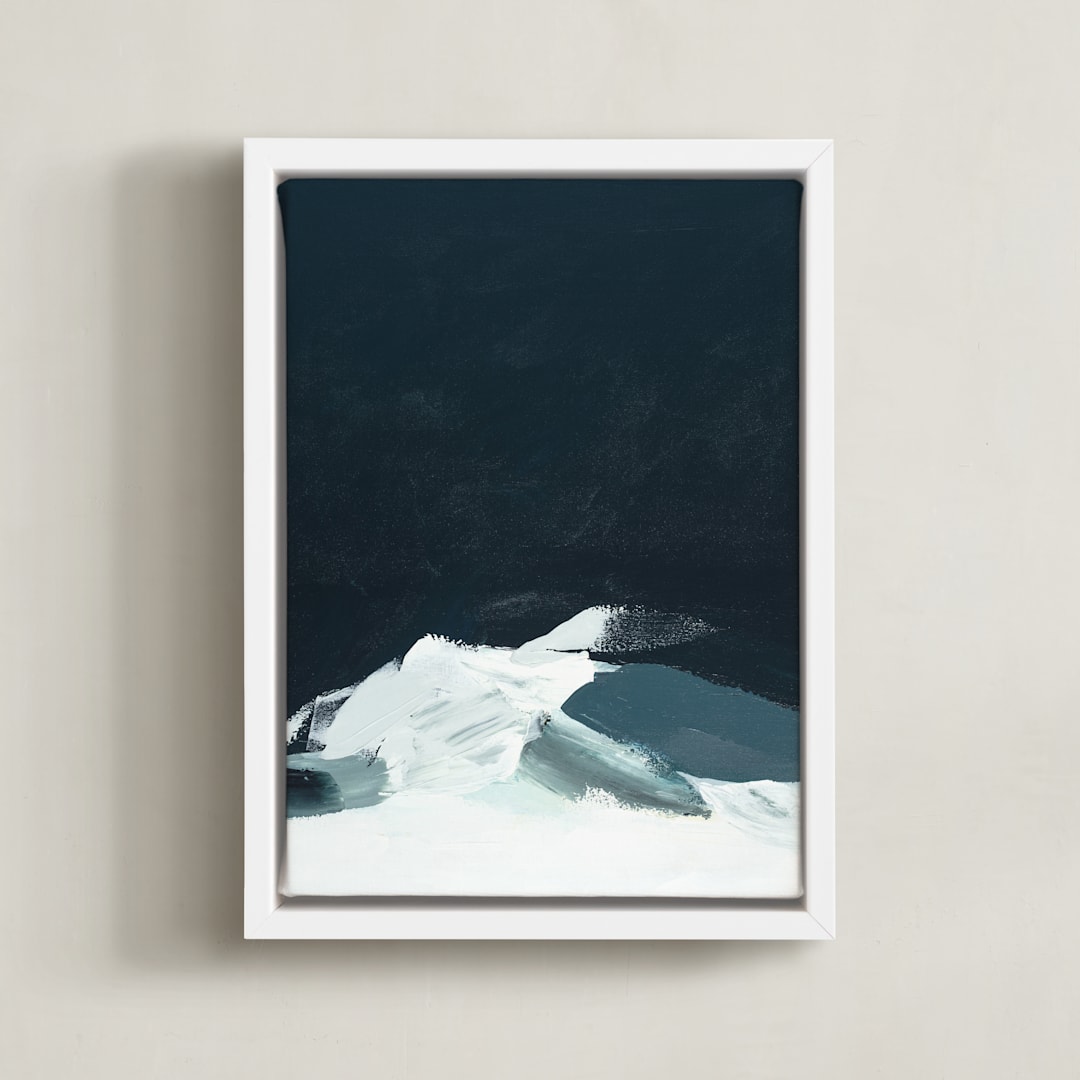"Evening in Tahoe" - Art Print in dark navy blue by Caryn Owen - Framed Canvas