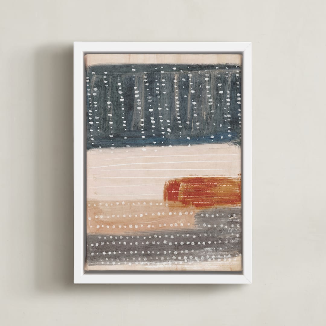 "Light Rustic Formation II" - Art Print in Gray Blue by Angel Walker - Framed Canvas