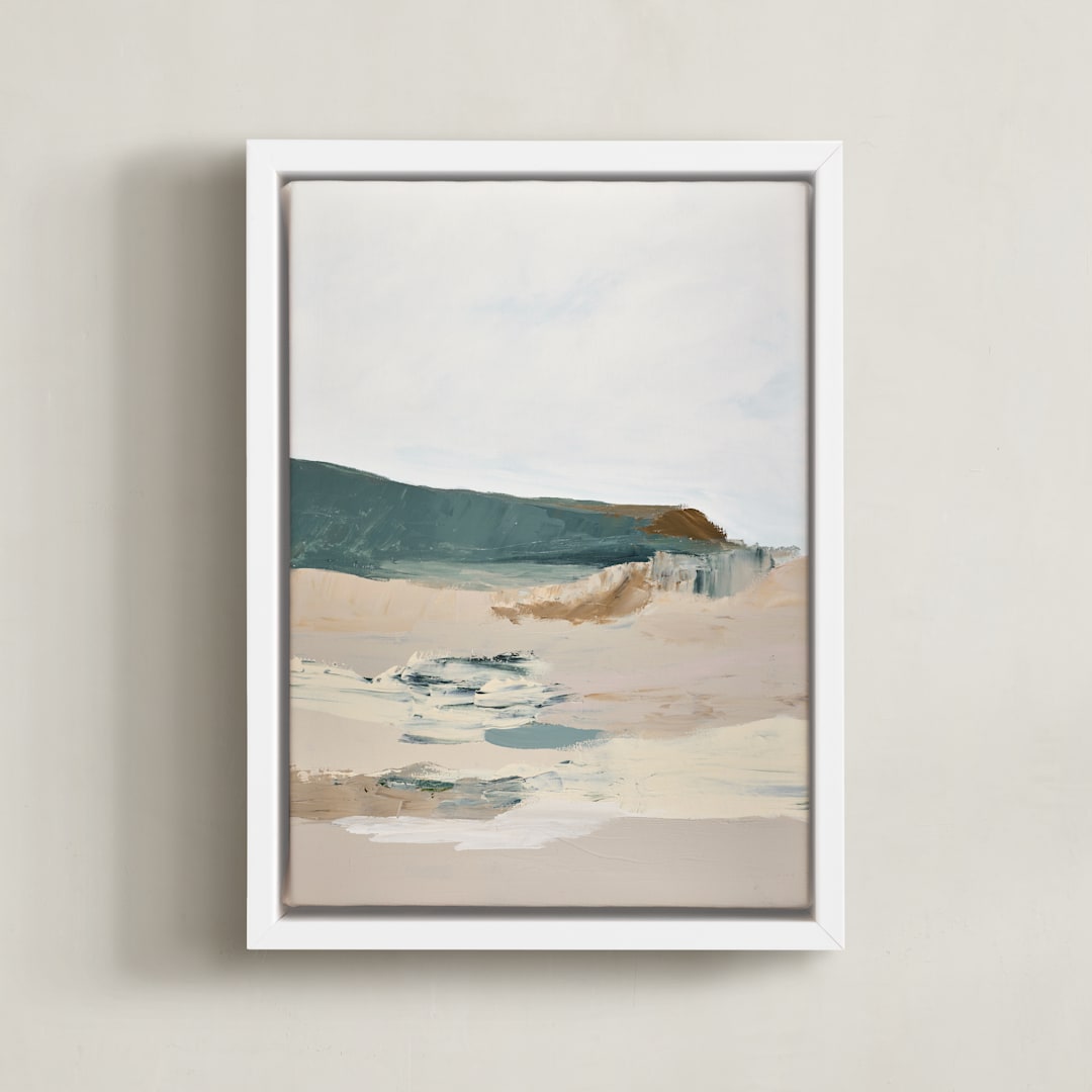 "Ebbing Tide" - Art Print in Sand by Caryn Owen - Framed Canvas