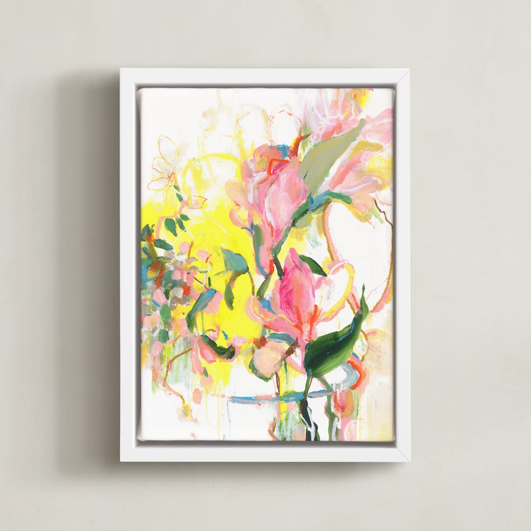 "Zesty" - Art Print in Sunshine Yellow by Sonal Nathwani - Framed Canvas