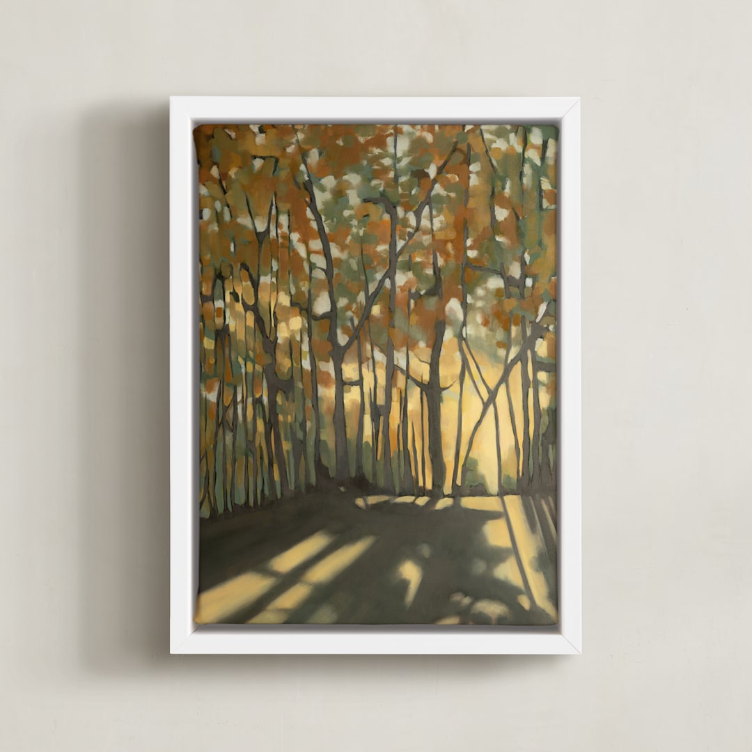 "Here Comes the Sun" - Art Print in Forest Green by Ashley Armistead - Framed Canvas