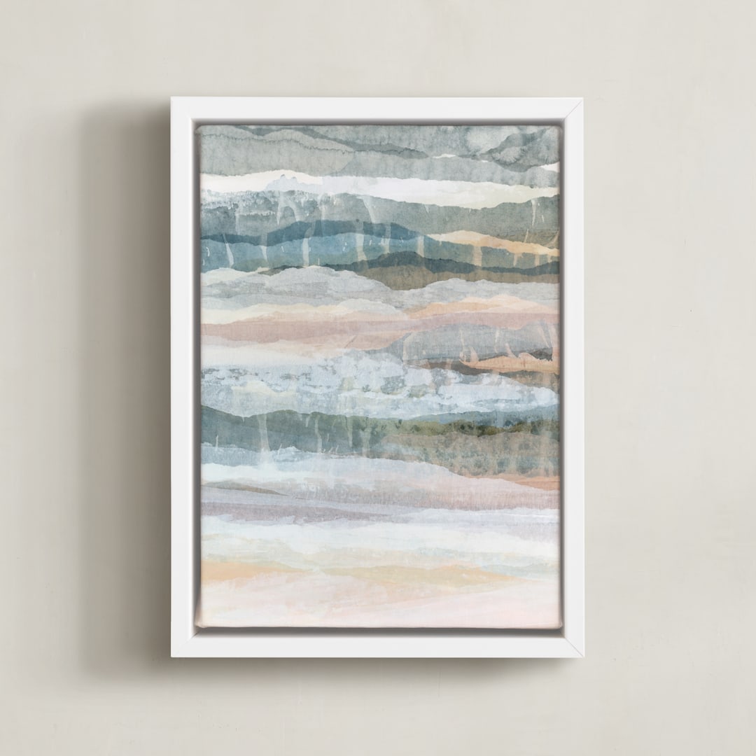 "Glowing Frost I" - Art Print in Dove Grey by Lara Eckerman - Framed Canvas