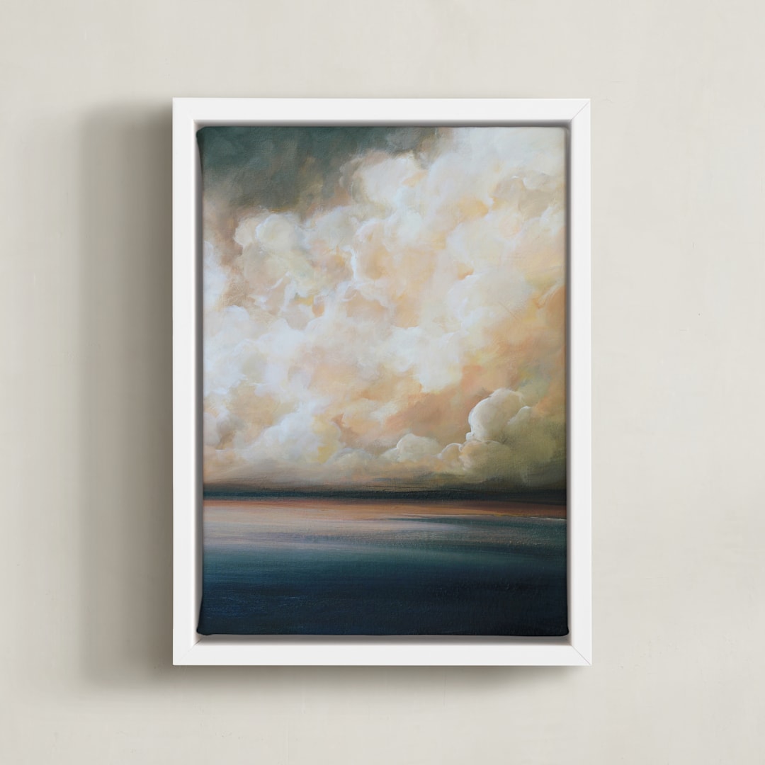"Reunion 2" - Art Print in Peach by Mya Bessette - Framed Canvas
