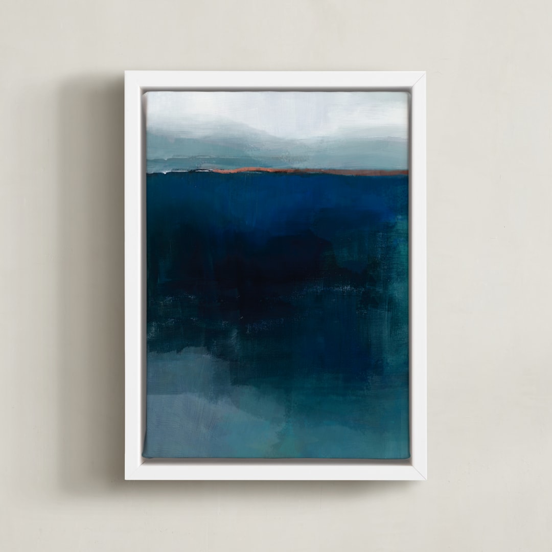 "Deep Down" - Art Print in Deep Blue by AlisonJerry - Framed Canvas