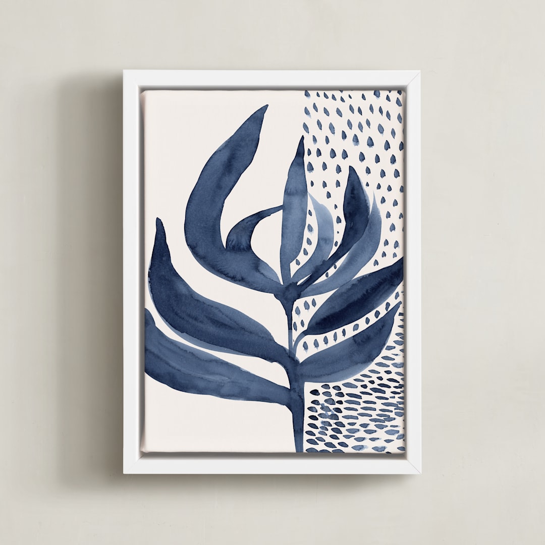 "Asymmetric balanced flower" - Art Print in Indigo AF by Bethania Lima - Framed Canvas