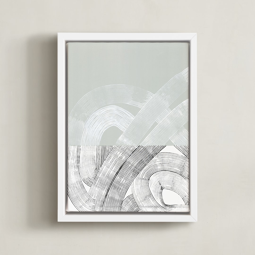 "Split Lines 2" - Art Print in Warm grey by Kirsta Benedetti - Framed Canvas