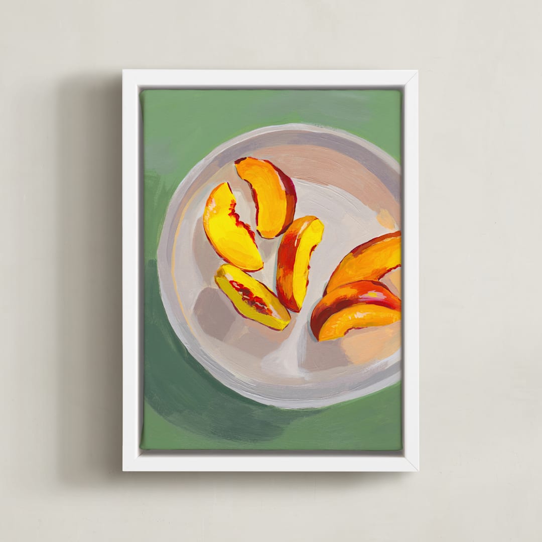 "Peaches" - Art Print in Jade by Patrice Horvath - Framed Canvas