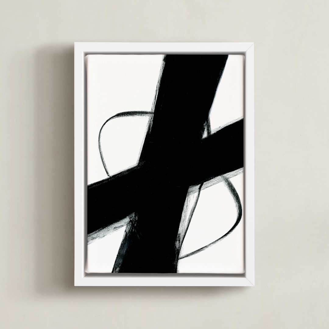 "Beside Myself" - Art Print in black and white by Ilana Greenberg - Framed Canvas