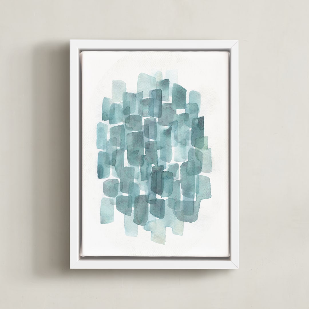 "Steely Blues" - Art Print in Steel Blue by Tennyson Tippy - Framed Canvas