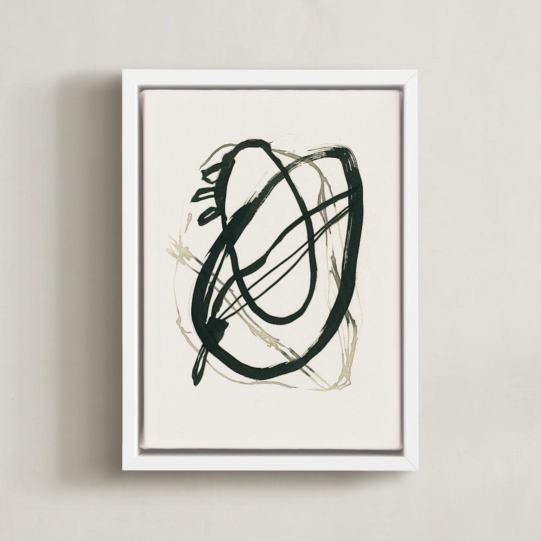 "Black 01" - Art Print in Black - beige by Catilustre - Framed Canvas