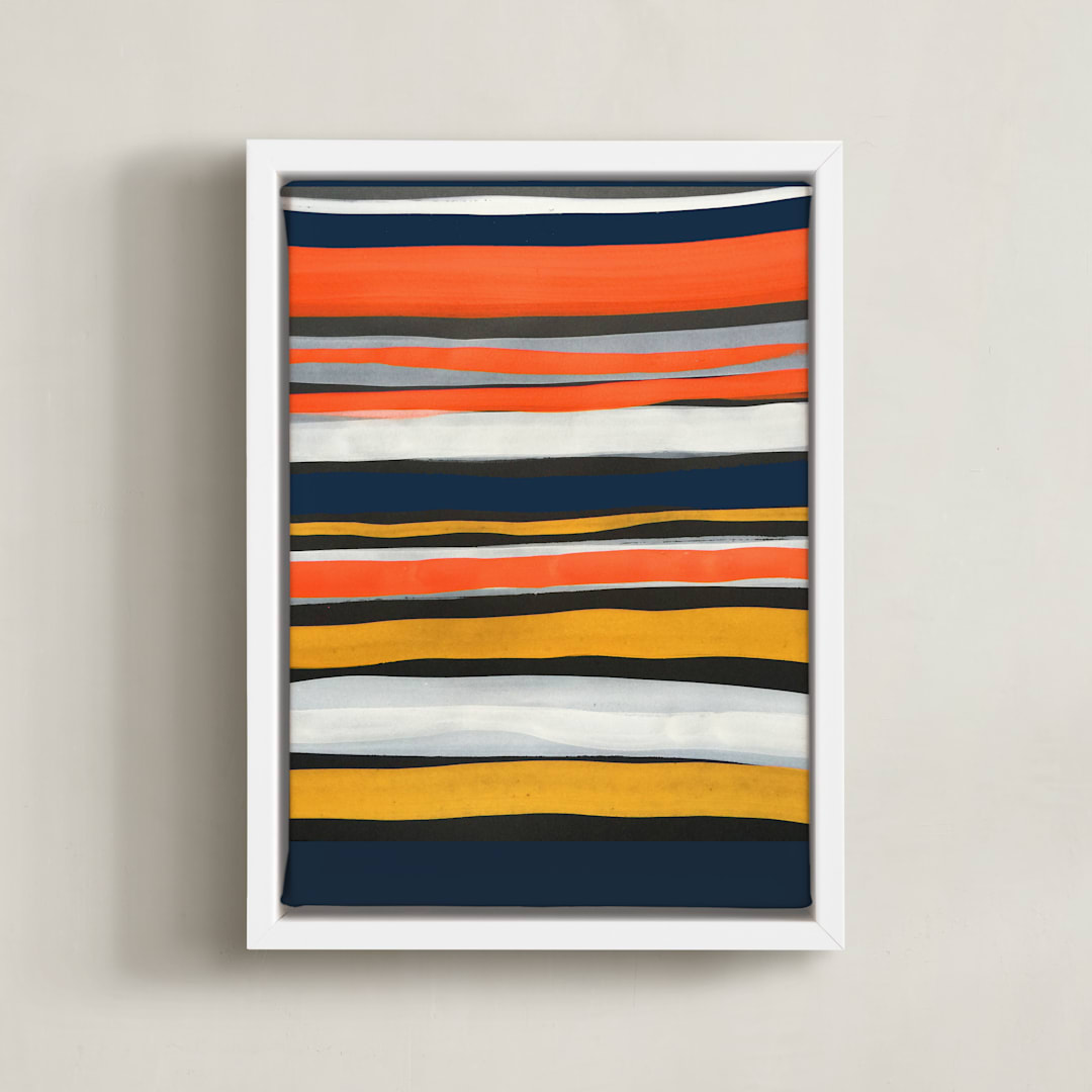 "Bands of Sun, Sand and Sky" - Art Print in Sunflower Yellow by Deborah Velasquez - Framed Canvas