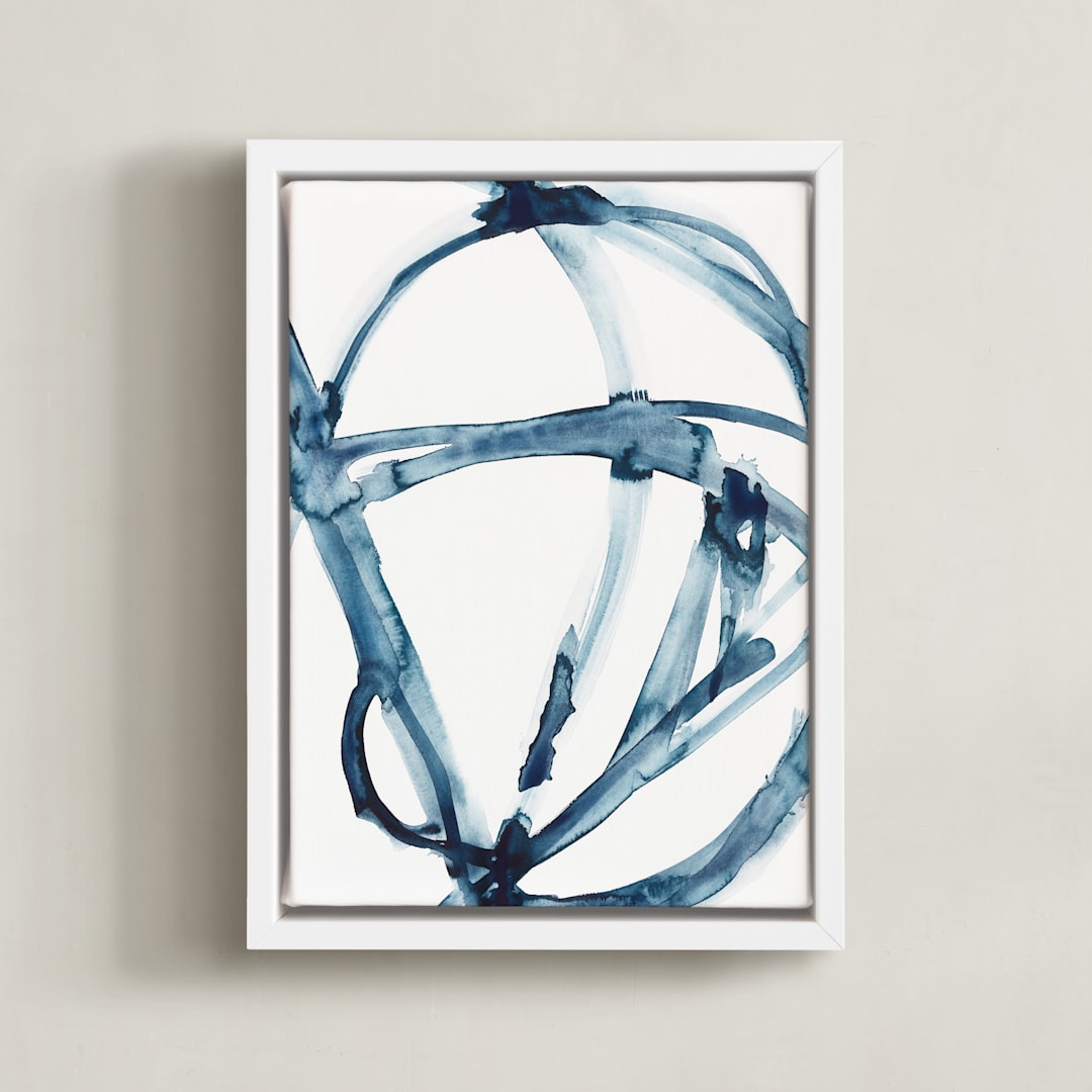 "Indigo Plant Cell" - Art Print in Indigo Blue by Mary Gaspar - Framed Canvas