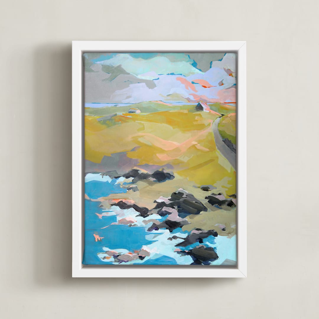 "Out To Sea" - Art Print in Deep Aqua by Jess Franks - Framed Canvas