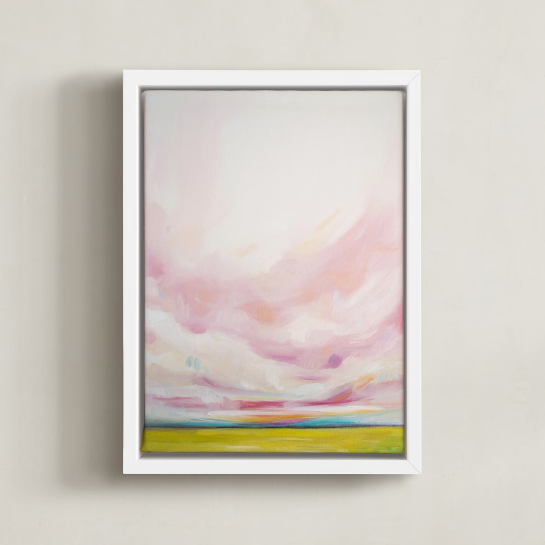 "Leave Behind the Shadows" - Art Print in Pink by Emily Jeffords - Framed Canvas