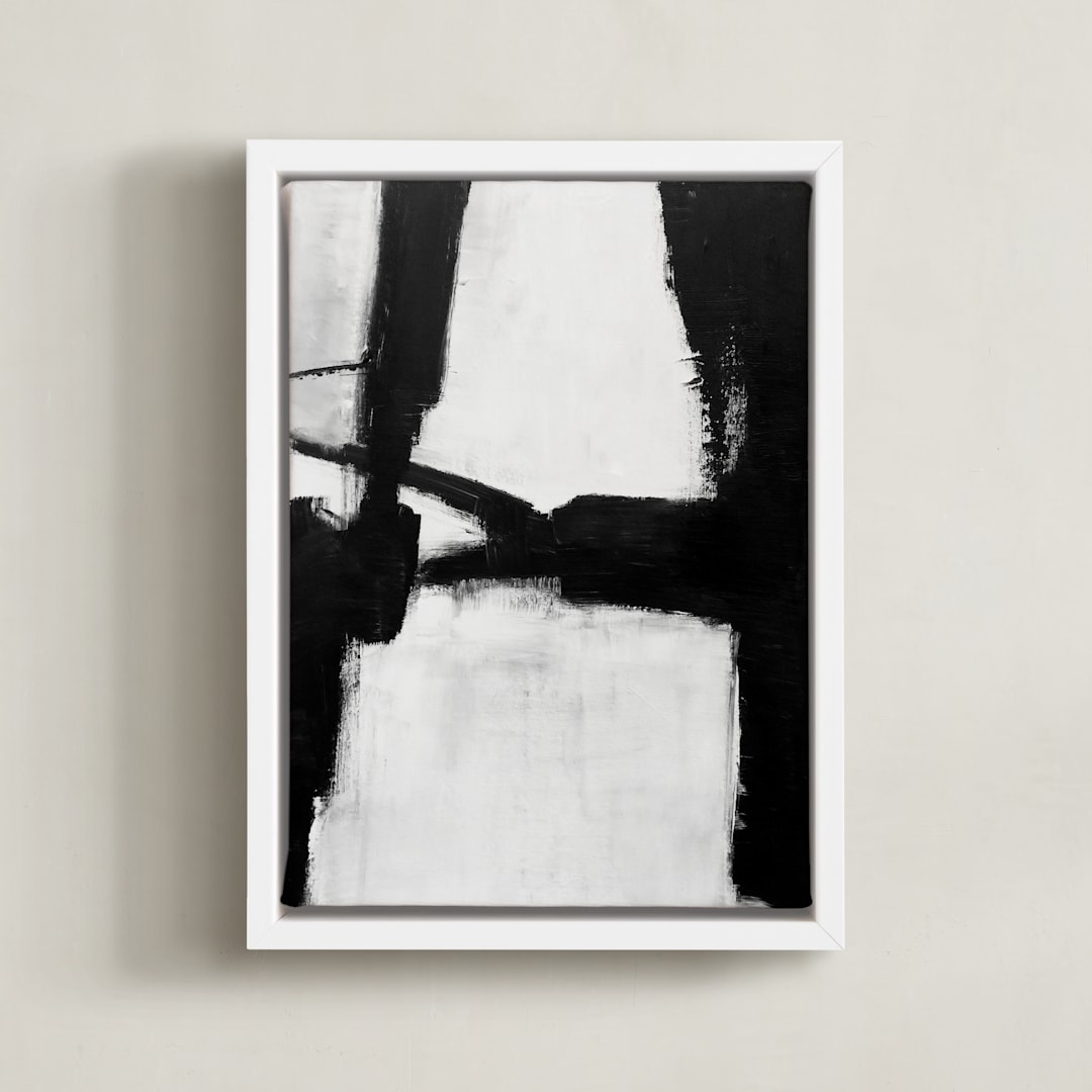 "Gentle Embrace" - Art Print in Black and White by Ilana Greenberg - Framed Canvas