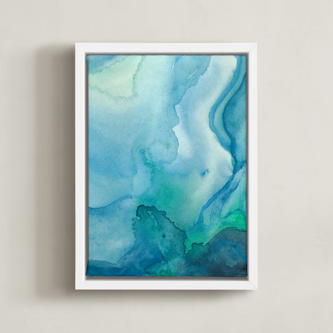 "Under Water" - Art Print in Sea Blue by Chelsey Scott - Framed Canvas