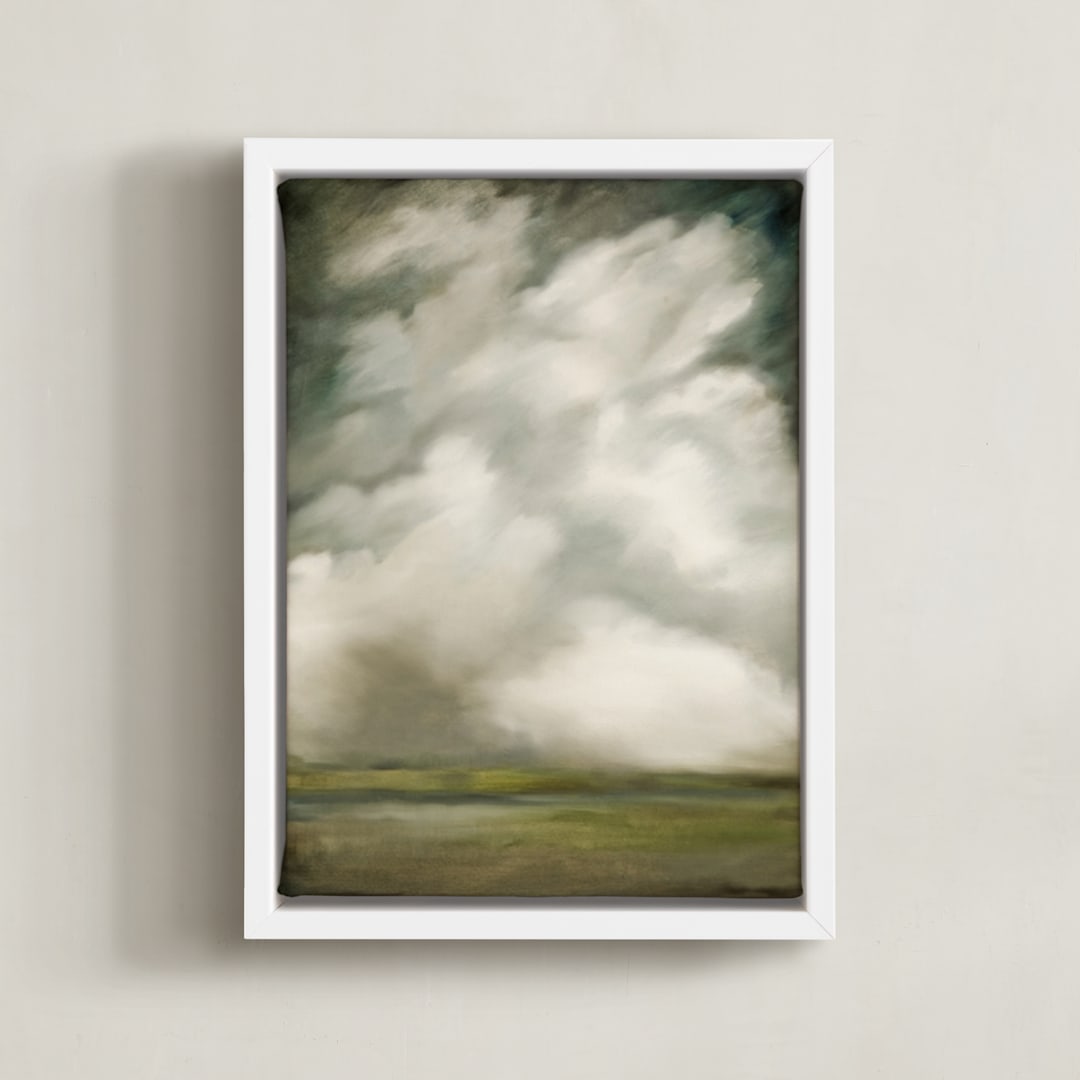 "Gentle Tempest" - Art Print in cloud white by Kelly Money - Framed Canvas