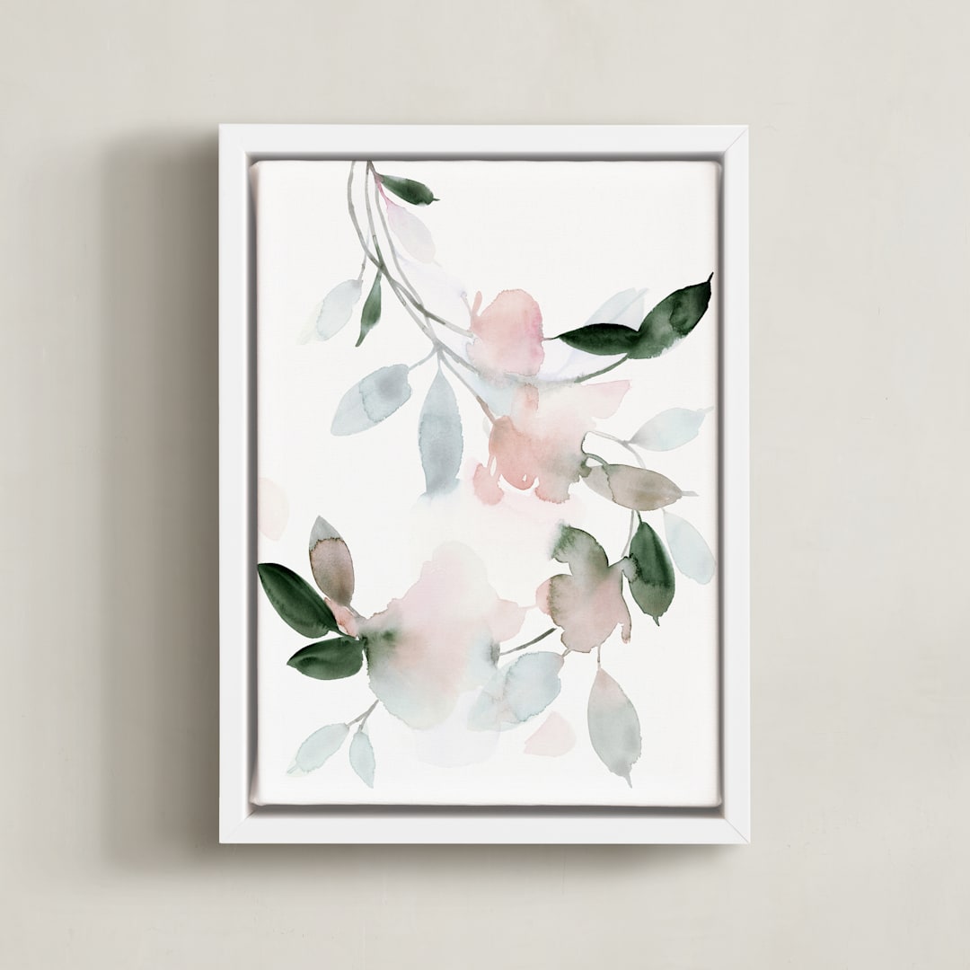"Journeying" - Art Print in Coral by Stephanie Ryan - Framed Canvas