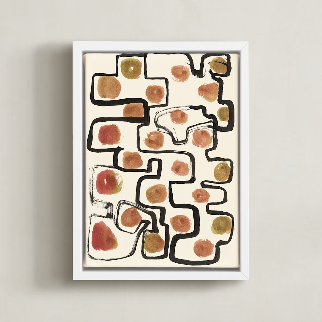 "Plainful" - Art Print in papaya by Bethania Lima - Framed Canvas