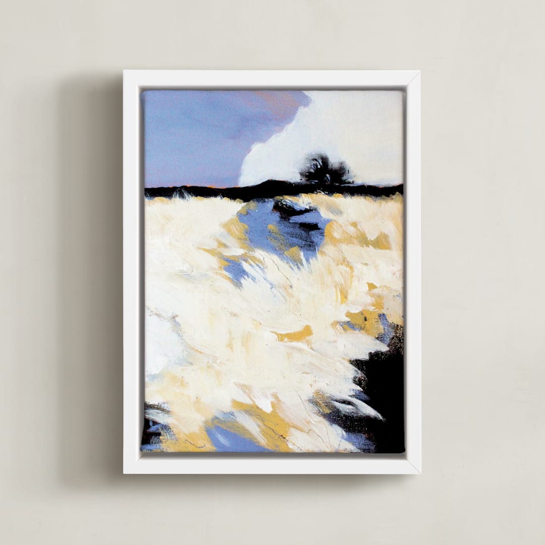 "Snowscape 1" - Art Print in ultramarine by Megan Kelley - Framed Canvas