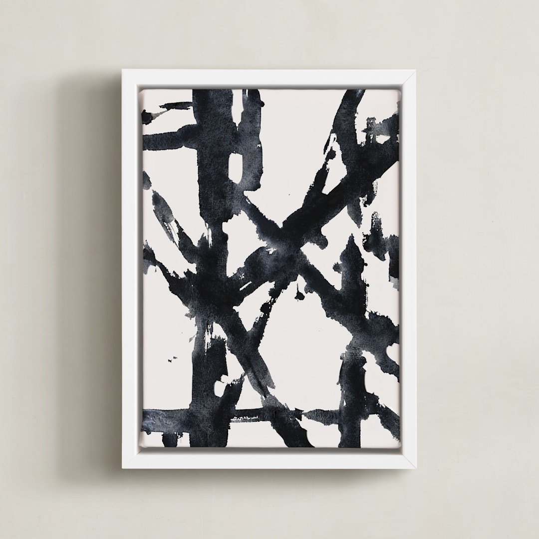 "Ink Bridges 2" - Art Print in Midnight Black by Afton Harding - Framed Canvas