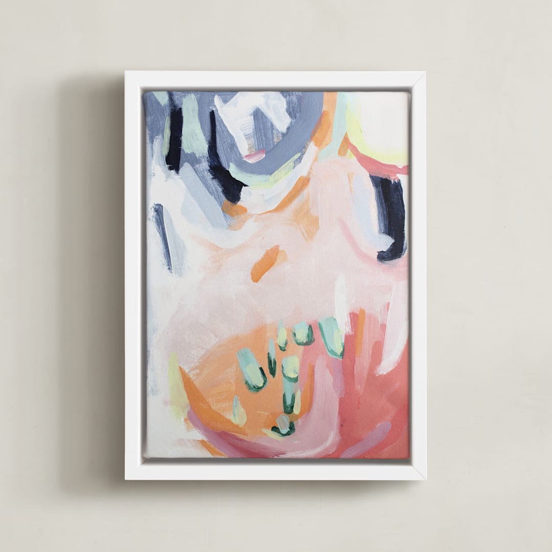 "Dream Peachy" - Art Print in Salmon Pink by Jihye Back Kim - Framed Canvas