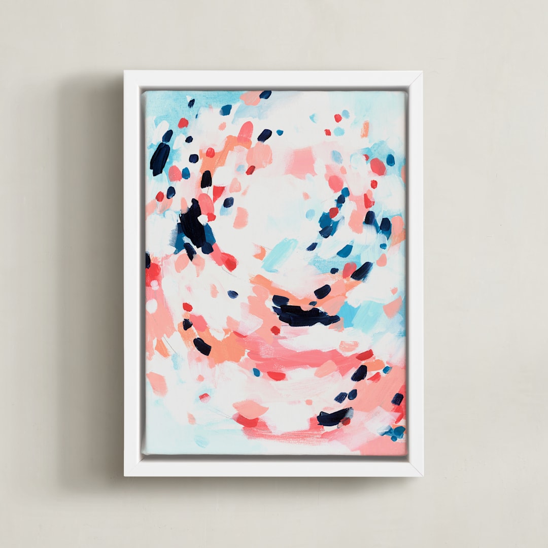 "Grapefruity" - Art Print in Coral by Katie Craig - Framed Canvas