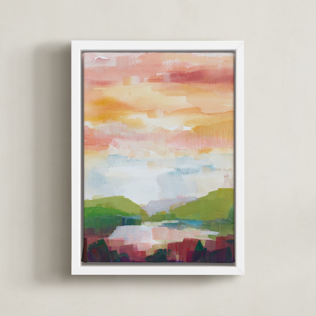 "Leaving Ojai" - Art Print in Vibrant Pink by sue prue - Framed Canvas
