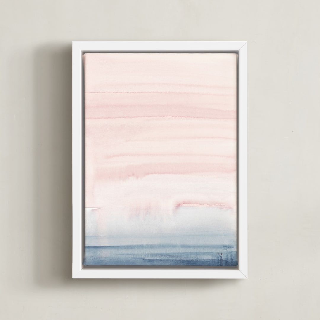 "Cascading Sky" - Art Print in Blush Pink by Little Valley Studio - Framed Canvas
