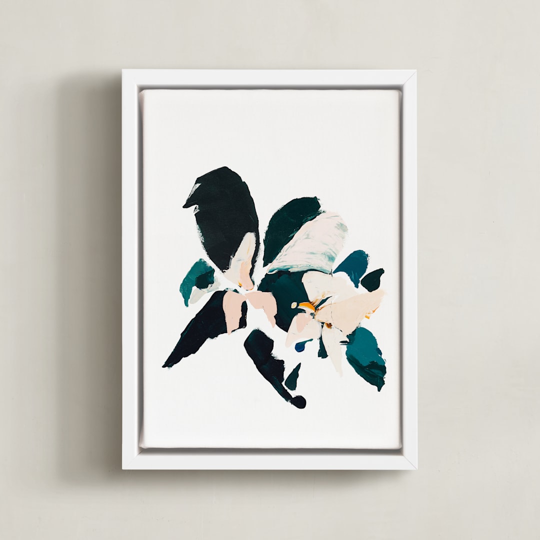 "Botanical Series #4" - Art Print in Dark blue by Caryn Owen - Framed Canvas