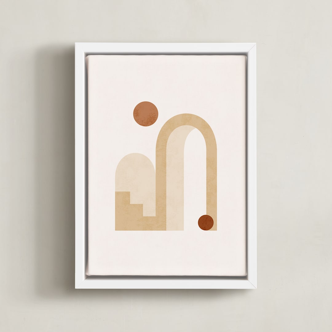 "Rustic Geometry 3" - Art Print in Terracotta by Iveta Angelova - Framed Canvas