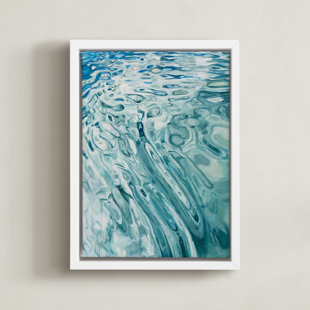 "Slip" - Art Print in Marine Blue by Kelly Johnston - Framed Canvas