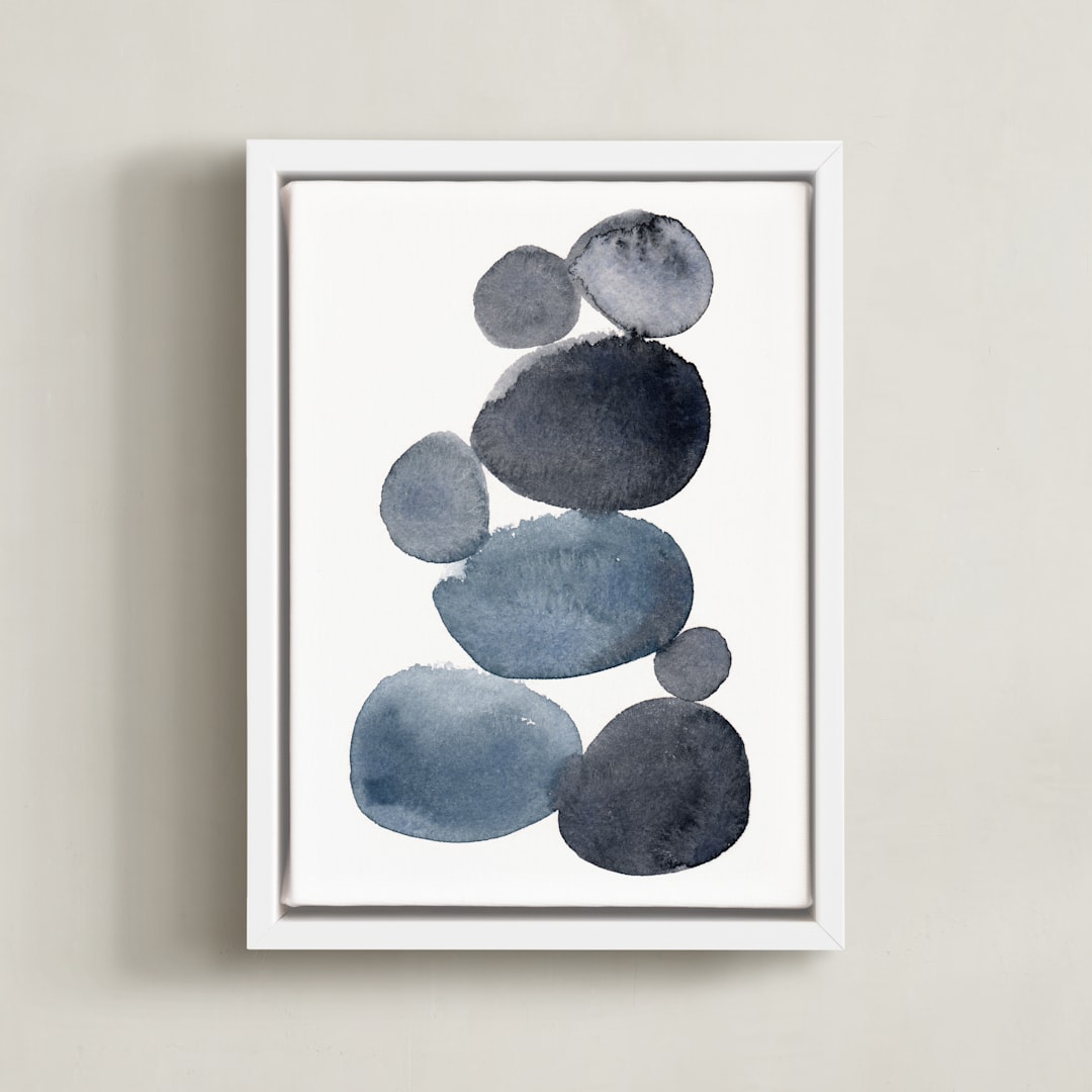 "stone pile" - Art Print in indigo blue by Kelly Witmer - Framed Canvas