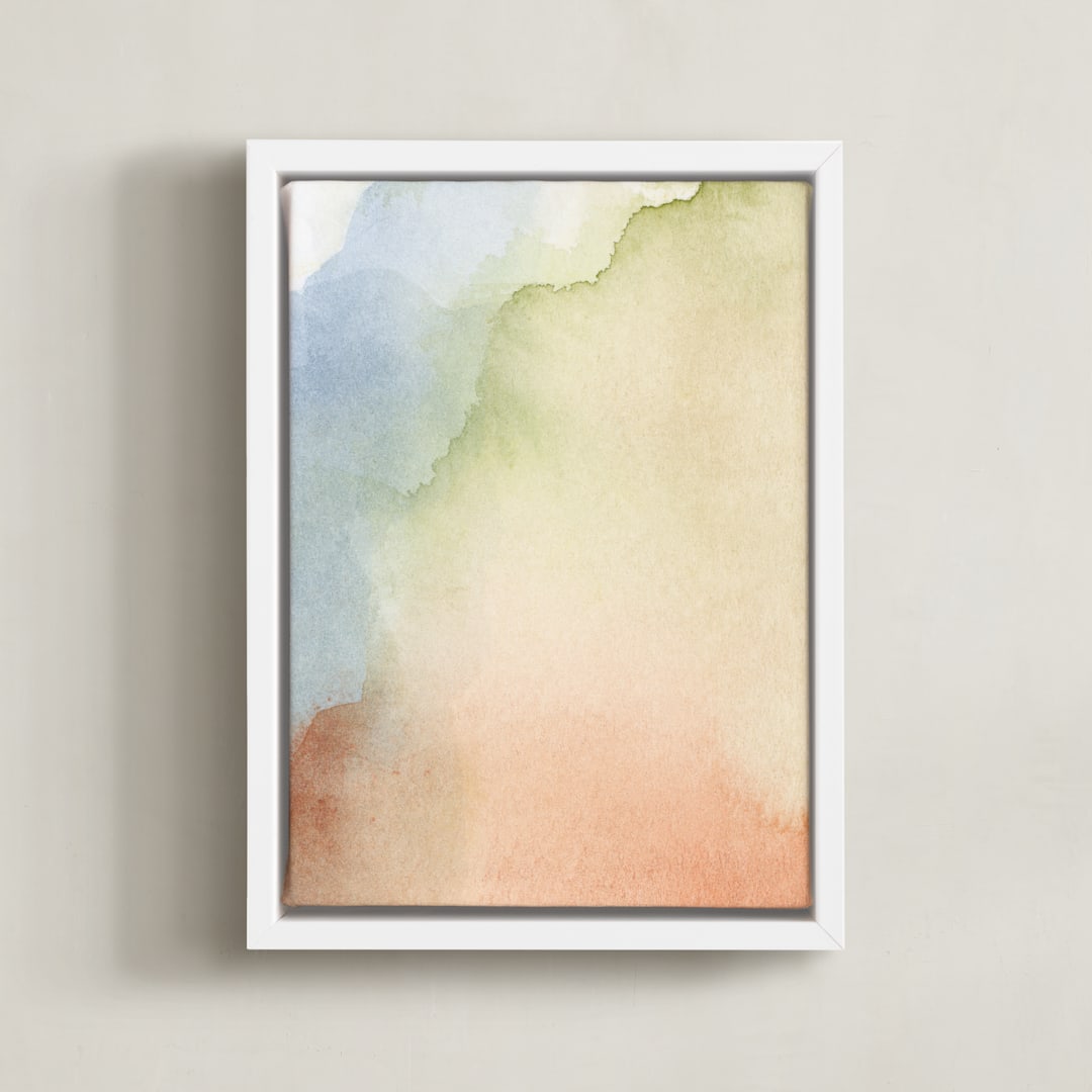"Somewhere" - Art Print in Warm Pale Green by Artsy Canvas Girl Designs - Framed Canvas