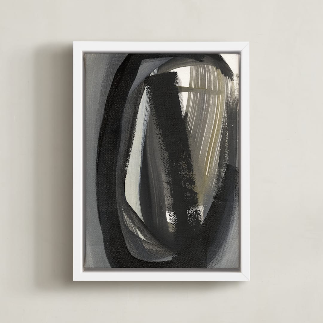 "Olive" - Art Print in Grey by Angela Simeone - Framed Canvas