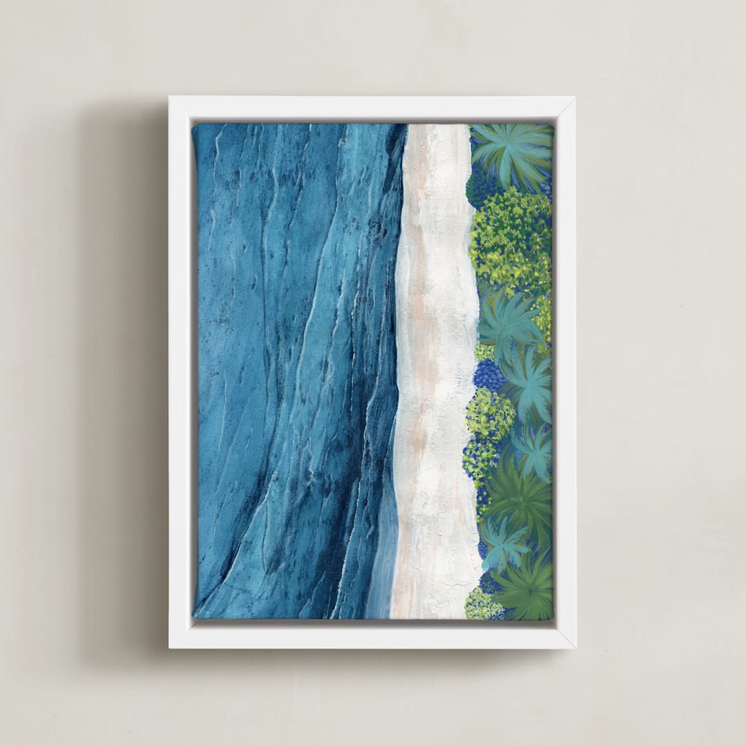 "Indigo Sea" - Art Print in Indigo Sea Blue by Denise Wong - Framed Canvas