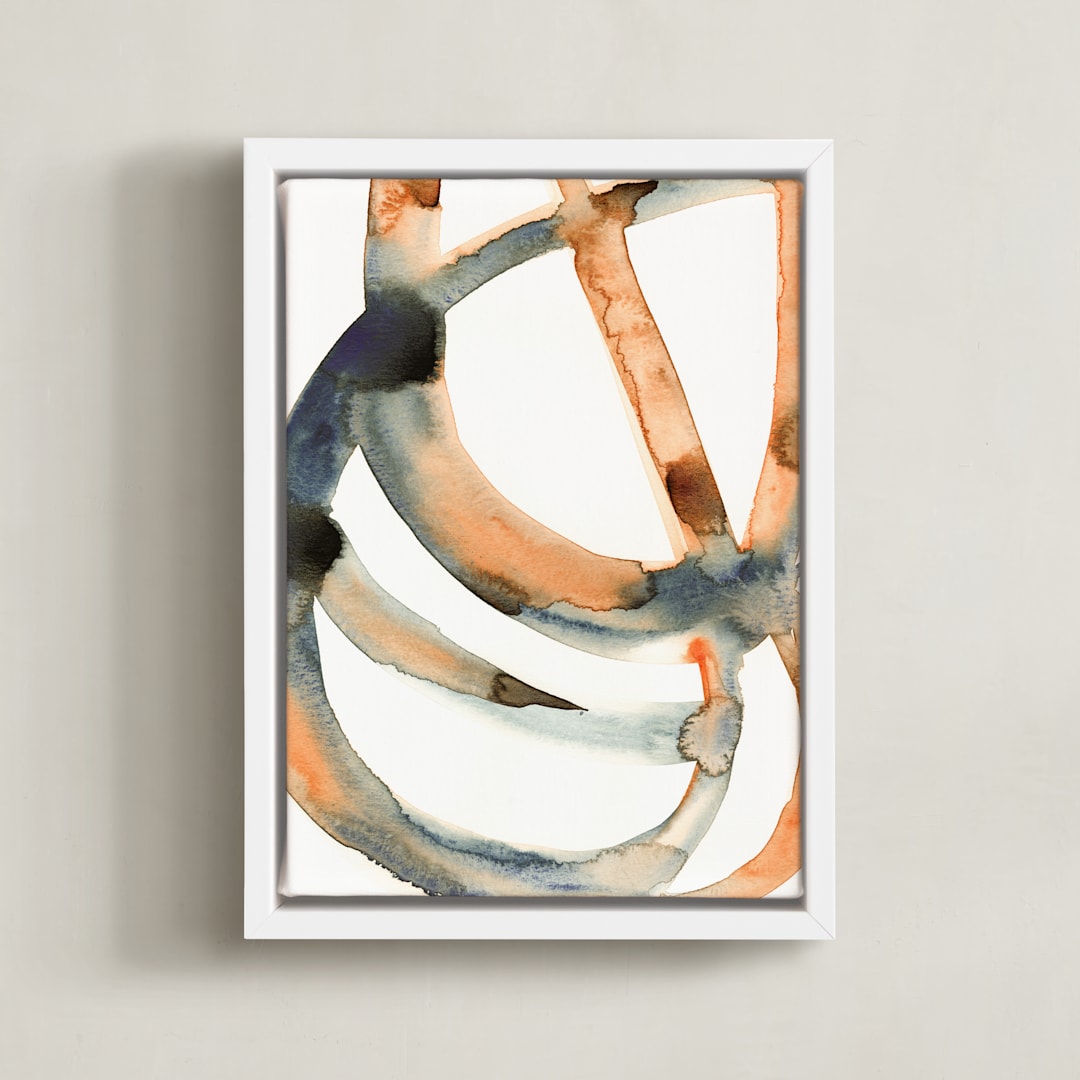 "Silence in the Sand Dunes" - Art Print in Sienna/Indigo by Mary Gaspar - Framed Canvas