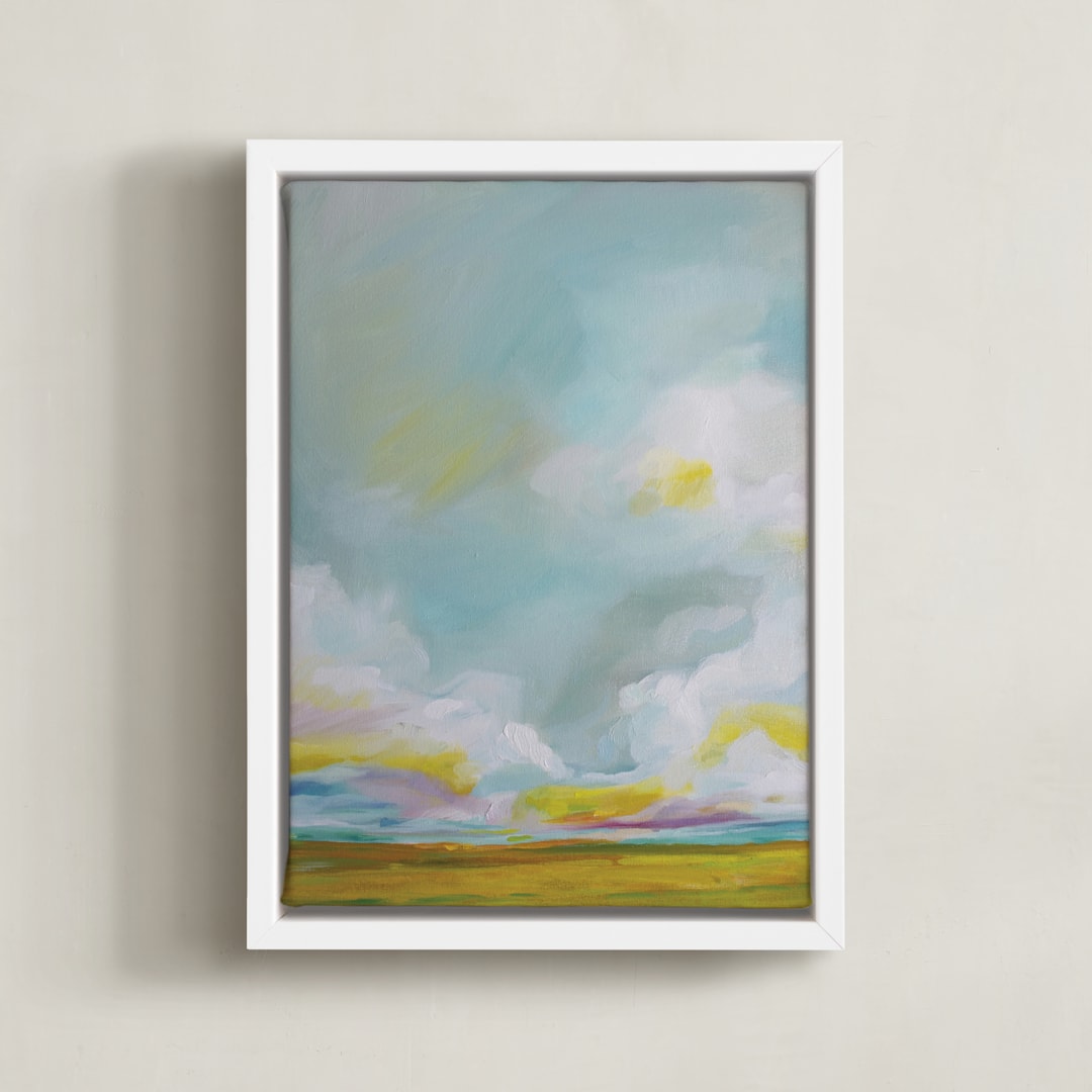"Summering Forever" - Art Print in Golden Yellow by Emily Jeffords - Framed Canvas
