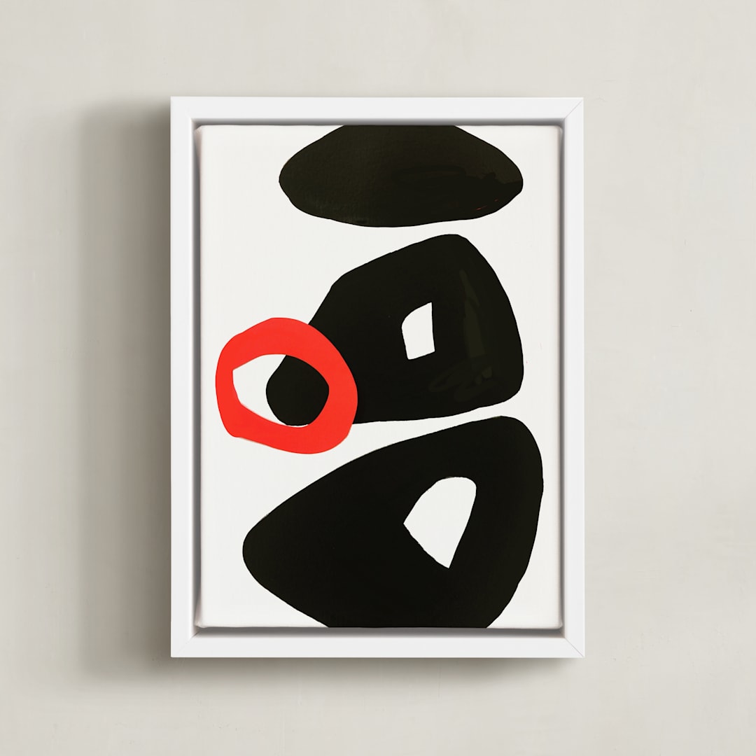 "Red Circle" - Art Print in Ripe Tomato Red by Deborah Velasquez - Framed Canvas