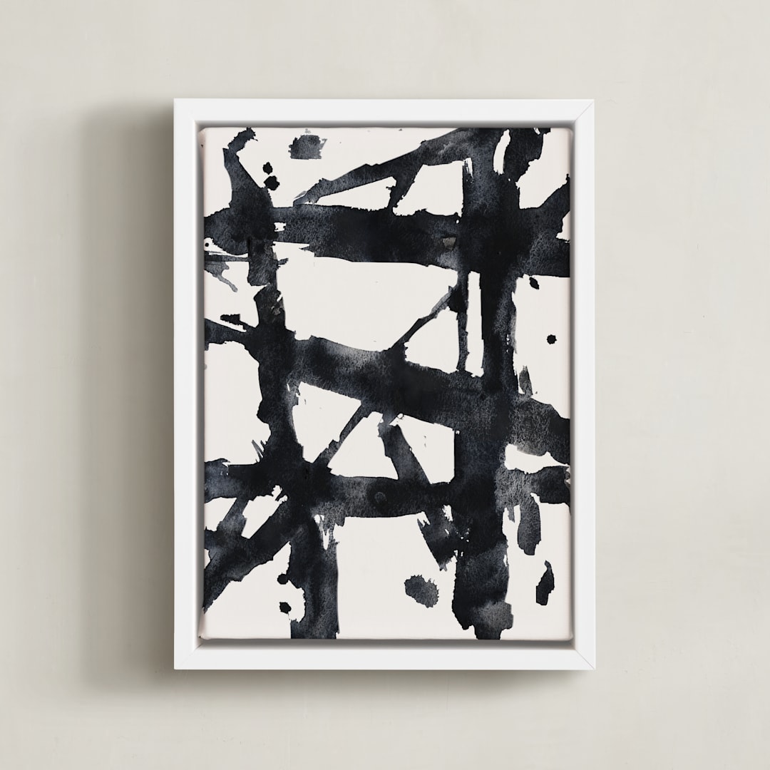 "Ink Bridges" - Art Print in Midnight Black by Afton Harding - Framed Canvas