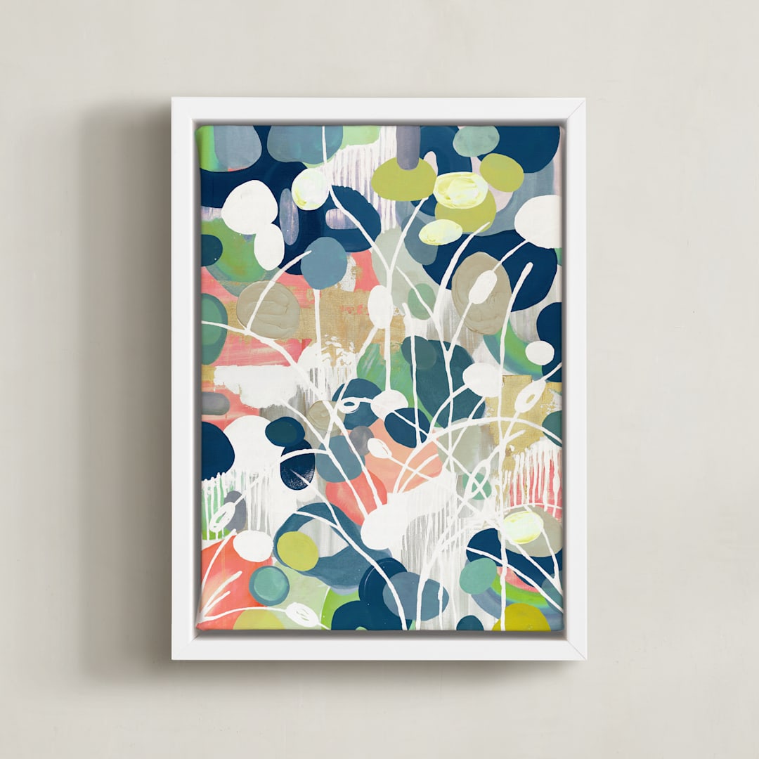 "Summer Rising" - Art Print in Slate Blue by Nancy Ramirez - Framed Canvas