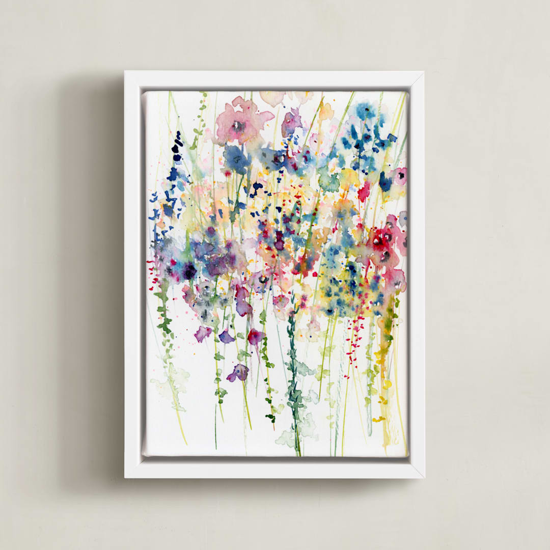 "Wildflowers" - Art Print in rose by Lindsay Megahed - Framed Canvas