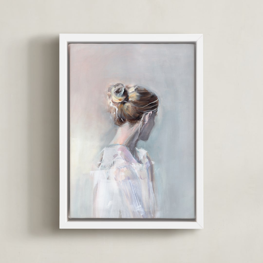 "Linger" - Art Print in soft pastel by Sarah McInroe - Framed Canvas